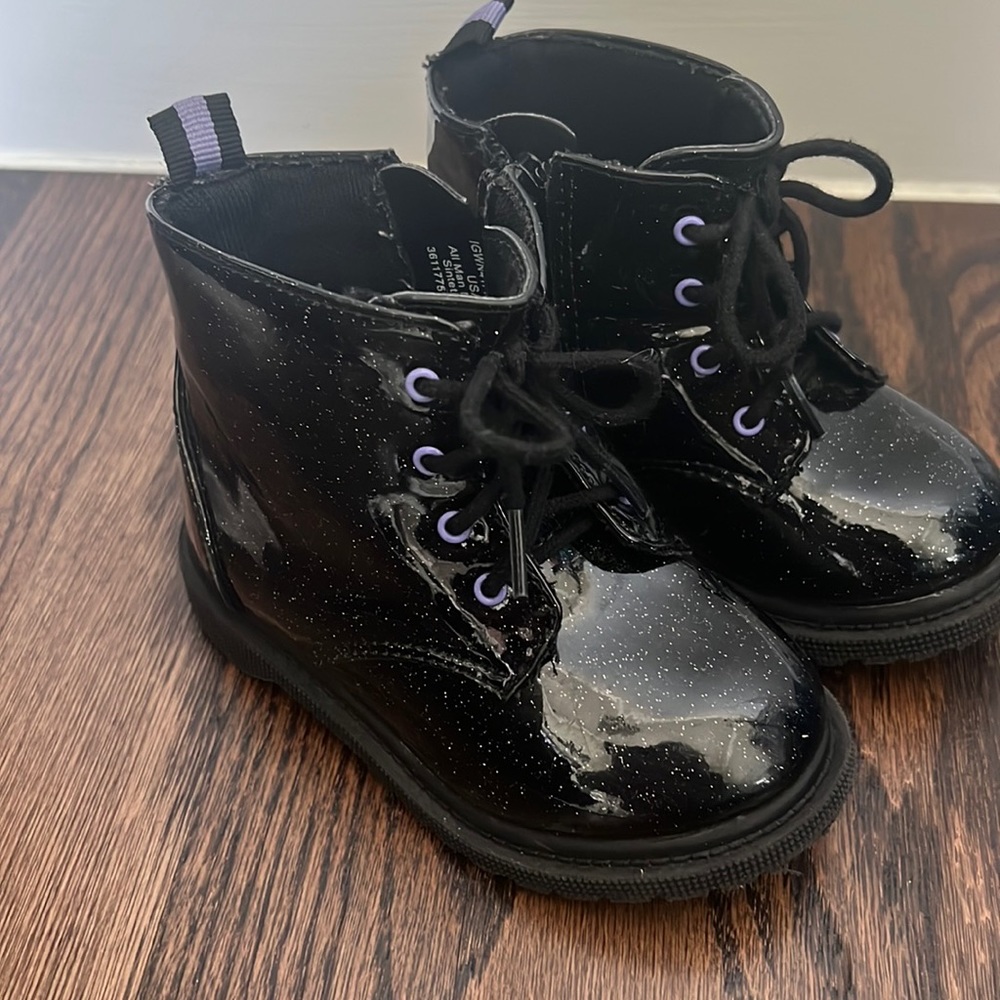 Toddler girls black sparkle boots